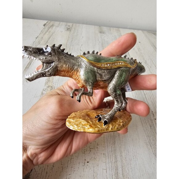 Kalifano T-Rex dinosaur trinket box jewelry rhinestone unique hinged figurine ty - Picture 4 of 9